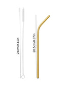 Gaazky 8 Peças Canudo de Aço Inoxidável e 2 Peças Escova de Limpeza, Canudo Curvo Dourado Reutilizável para Beber, Cozinha, Presente de Natal, Material Escolar