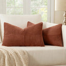 1/2 Peças Capa de Almofada de Veludo Canelado com Listras Geométricas, Capa de Almofada de Sofá Boêmia Laranja de Halloween, Capa de Almofada Decorativa para Sofá, Escritório, Sala de Estar