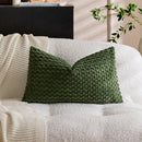 1 Peça Capa de Almofada Listrada Boêmia Verde Oliva (Enchimento de Almofada Não Incluído), Capa de Almofada Decorativa Quadrada Sólida de Veludo Macio, Adequada para Feriados, Sofá, Quarto, Cama, Todas as Estações