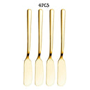 4/8 Peças Facas de Manteiga Douradas de Luxo, Espátulas de Aço Inoxidável para Geléia/Manteiga de Amendoim/Creme/Queijo, Adequadas para Café da Manhã/Sanduíches, Acessórios de Cozinha, Polimento Espelhado, Lavável na Máquina de Lavar Louça