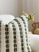 1 peça/2 peças Capa de Almofada Listrada 3D Grossa Verde Oliva (Inserto Não Incluído), Capa de Almofada de Chenille Boêmia e Fazenda, Fronha de Almofada em Cor Neutra, Adequada para Sofá, Cama, Quarto, Sala de Jantar, Festa, Decoração, Todas as Estações