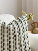 1 peça/2 peças Capa de Almofada Listrada 3D Grossa Verde Oliva (Inserto Não Incluído), Capa de Almofada de Chenille Boêmia e Fazenda, Fronha de Almofada em Cor Neutra, Adequada para Sofá, Cama, Quarto, Sala de Jantar, Festa, Decoração, Todas as Estações