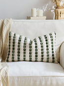 1 peça/2 peças Capa de Almofada Listrada 3D Grossa Verde Oliva (Inserto Não Incluído), Capa de Almofada de Chenille Boêmia e Fazenda, Fronha de Almofada em Cor Neutra, Adequada para Sofá, Cama, Quarto, Sala de Jantar, Festa, Decoração, Todas as Estações