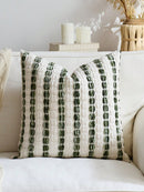 1 peça/2 peças Capa de Almofada Listrada 3D Grossa Verde Oliva (Inserto Não Incluído), Capa de Almofada de Chenille Boêmia e Fazenda, Fronha de Almofada em Cor Neutra, Adequada para Sofá, Cama, Quarto, Sala de Jantar, Festa, Decoração, Todas as Estações