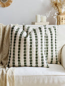 1 peça/2 peças Capa de Almofada Listrada 3D Grossa Verde Oliva (Inserto Não Incluído), Capa de Almofada de Chenille Boêmia e Fazenda, Fronha de Almofada em Cor Neutra, Adequada para Sofá, Cama, Quarto, Sala de Jantar, Festa, Decoração, Todas as Estações