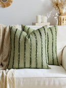 1 peça/2 peças Capa de Almofada Listrada 3D Grossa Verde Oliva (Inserto Não Incluído), Capa de Almofada de Chenille Boêmia e Fazenda, Fronha de Almofada em Cor Neutra, Adequada para Sofá, Cama, Quarto, Sala de Jantar, Festa, Decoração, Todas as Estações