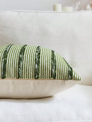1 peça/2 peças Capa de Almofada Listrada 3D Grossa Verde Oliva (Inserto Não Incluído), Capa de Almofada de Chenille Boêmia e Fazenda, Fronha de Almofada em Cor Neutra, Adequada para Sofá, Cama, Quarto, Sala de Jantar, Festa, Decoração, Todas as Estações
