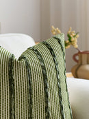 1 peça/2 peças Capa de Almofada Listrada 3D Grossa Verde Oliva (Inserto Não Incluído), Capa de Almofada de Chenille Boêmia e Fazenda, Fronha de Almofada em Cor Neutra, Adequada para Sofá, Cama, Quarto, Sala de Jantar, Festa, Decoração, Todas as Estações