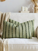 1 peça/2 peças Capa de Almofada Listrada 3D Grossa Verde Oliva (Inserto Não Incluído), Capa de Almofada de Chenille Boêmia e Fazenda, Fronha de Almofada em Cor Neutra, Adequada para Sofá, Cama, Quarto, Sala de Jantar, Festa, Decoração, Todas as Estações
