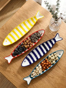 Cirelle 1 Peça Prato de Cerâmica para Temperos em Formato de Peixe, Prato para Molho de Soja, Prato para Sushi, Prato para Bolinhos em Formato de Peixe