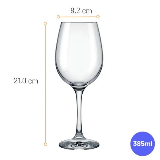 Jogo de Taça Vinho Agua Barone 385 ml Nadir Kit 6 Unidades