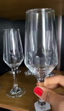 Jogo 12 / 06 Taça Vidro Cristalino Buffet 186ML Champanhe Espumante Vinho Branco Bar Restaurante