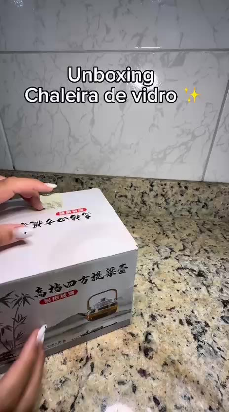 Chaleira Vidro Borossilicato com Alça de Bambu 1000ml