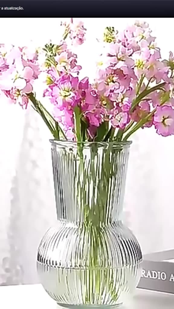 Vaso Decorativo de Vidro Arredondado 17cm Transparente Sala Mesa Flores