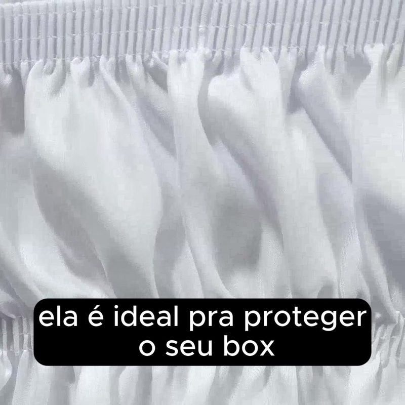 Saia Box Casal Queen Perolla Bordado Ultrassônico com Elástico