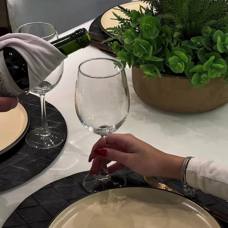Jogo 12 Taças de Vidro Premium Resistente para Vinho e Água 465ml - Design Moderno Drink Coquetel
