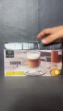 Jogo 6 Canecas Xícaras De Vidro Canelada Café Cappuccino Expresso 95ml