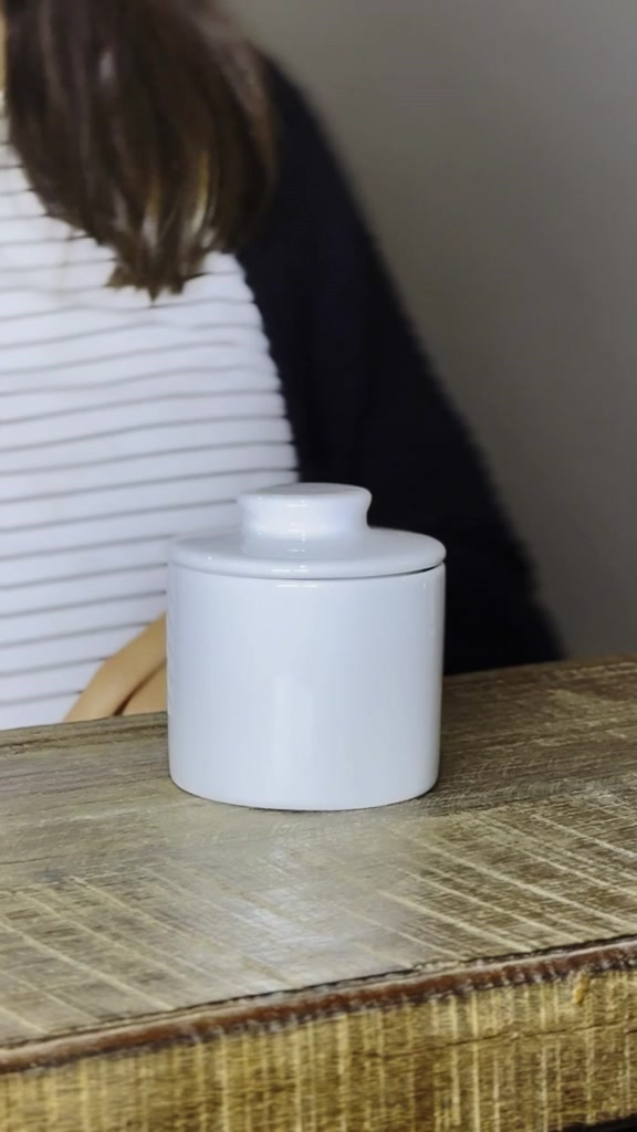 Manteigueira Francesa Porcelana Branca Premium