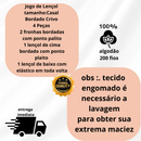 Jogo Lençol Casal Bordado 4 Pçs 100% Algodão 200 Fios Percal Colchão 40cm