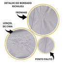 Jogo Lençol Casal Bordado 4 Pçs 100% Algodão 200 Fios Percal Colchão 40cm