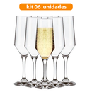 Jogo 12 / 06 Taça Vidro Cristalino Buffet 186ML Champanhe Espumante Vinho Branco Bar Restaurante