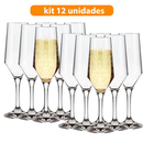 Jogo 12 / 06 Taça Vidro Cristalino Buffet 186ML Champanhe Espumante Vinho Branco Bar Restaurante