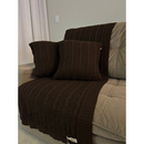 Kit Peseira Cama Casal Queen King Manta de Tricot + 2 Capas de Almofada Para Cama Sofá Decoração FI