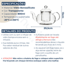 Chaleira Bule De Vidro Com Infusor Chá Direto Ao Fogo Resistente Ao Calor 800ml