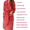 Roupão Plush Flannel Fleece Lady Feminino Manga Longa Luxo Toque Aveludado Com Bolso Premium Appel