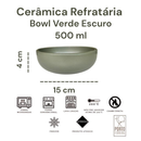 Conjunto de Bowl Verde Escuro Matte 500ml Cerâmica 4-6 Peças