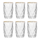 Jogo 6 Taças Diamante Bico De Jaca Diamond Sobremesa 310ml Fio de Ouro ESOLHA SEU MODELO