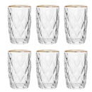 Jogo 6 Taças Diamante Bico De Jaca Diamond Sobremesa 310ml Fio de Ouro ESOLHA SEU MODELO