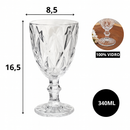 Jogo Taça Diamante Copo Vidro Transparente Bico De Jaca 412ml