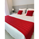 Kit Peseira Cama Casal Queen King Manta de Tricot + 2 Capas de Almofada Para Cama Sofá Decoração FI
