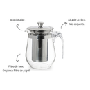 Bule Chaleira de Vidro com Infusor/Coador Inox para chás (Não vai direto ao fogo)
