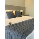 Kit Peseira Cama Casal Queen King Manta de Tricot + 2 Capas de Almofada Para Cama Sofá Decoração FI