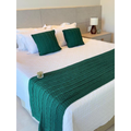 Kit Peseira Cama Casal Queen King Manta de Tricot + 2 Capas de Almofada Para Cama Sofá Decoração FI