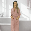 Roupão Plush Flannel Fleece Lady Feminino Manga Longa Luxo Toque Aveludado Com Bolso Premium Appel