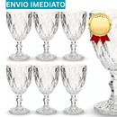 Jogo Taça Diamante Copo Vidro Transparente Bico De Jaca 412ml