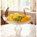 Fruteira de Vidro com Pé Diamond – Saladeira Decorativa para Mesa e Cozinha