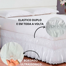 Saia Box Casal Queen Perolla Bordado Ultrassônico com Elástico