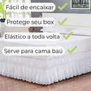 Saia Box Casal Queen Perolla Bordado Ultrassônico com Elástico