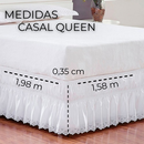 Saia Box Casal Queen Perolla Bordado Ultrassônico com Elástico