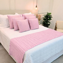 Kit Peseira Manta Tricot Sofá Cama Casal Queen King Aconchego Home Decor + 2 Capas Almofadas