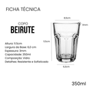 Jogo De Copos Vidro Kit 6 Peças 350ml Cozinha Água Suco