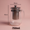Bule Chaleira de Vidro com Infusor/Coador Inox para chás (Não vai direto ao fogo)