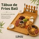Kit Tábua Para Servir Grande Queijos Frios e Petiscos com Petisqueira Bambu de Polimento Duplo LUMAI