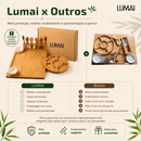 Kit Tábua Para Servir Grande Queijos Frios e Petiscos com Petisqueira Bambu de Polimento Duplo LUMAI