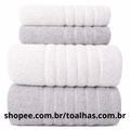 Kit 4 Toalhas (02 Banho e 02 Rosto) - Jogo de Toalhas 100% Algodão Grande 75cm x 130cm 460g