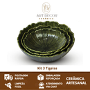 Kit 3 Tigelas em Cerâmica Pequena Média e Grande Saladeira Casa Decoração